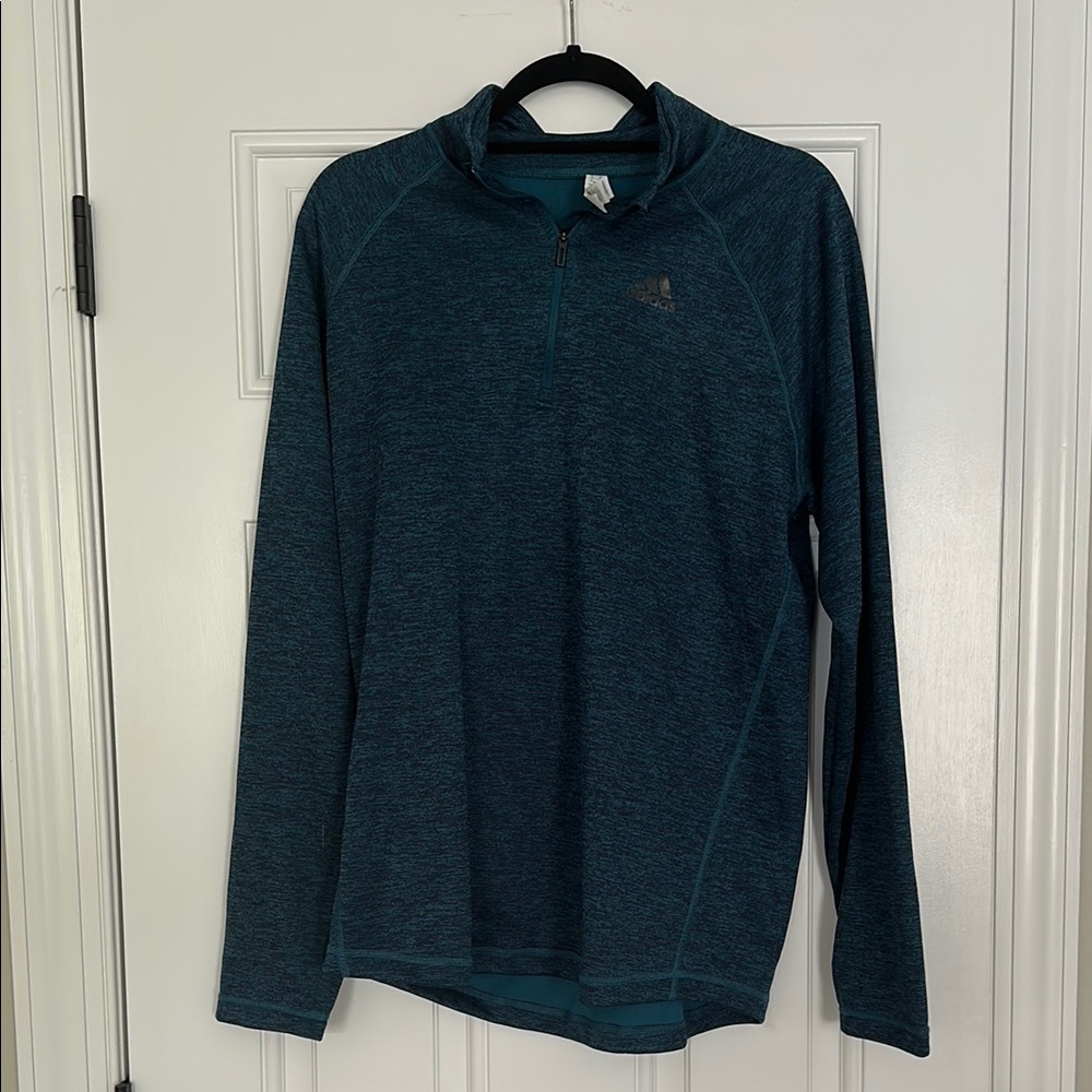 Teal Adidas Long Sleeve Quarter-zip Pullover